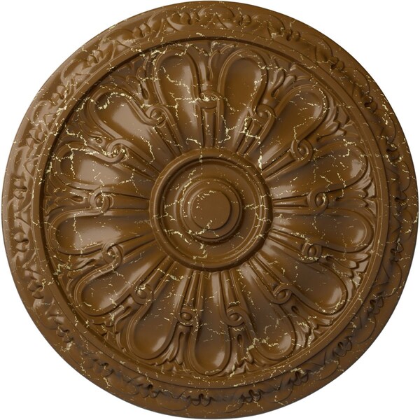 Ekena Millwork Kirke Ceiling Medallion (Fits Canopies up to 3 3/4"), 15 3/4"OD x 5/8"P, Smokey Topaz Crackle CM16KISTC - main